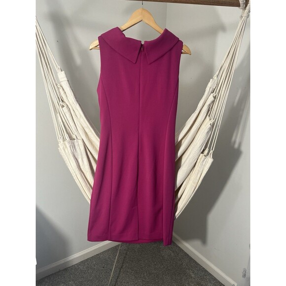 Tahari Asl Draped Neckline Sheath Sleeveless Magenta Midi Dress Women’s Size 8 - Picture 8 of 11